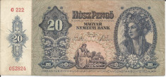 BANCNOTA 20 PENGO UNGARIA 1941 VF++ foto