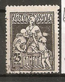 TIMBRE 101B, ROMANIA, 1921, ASISTENTA SOCIALA, 25 BANI, CURIOZITATE, PATA ALBA DEASUPRA CAPULUI COPILULUI, STAMPILAT, EROARE, ERORI