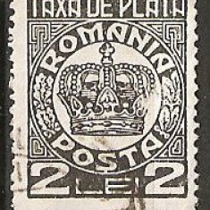 TIMBRE 101g, ROMANIA, 1932/8, TAXA DE PLATA COROANA, 2 LEI, EROARE, PLATA, TA, A SPART, ERORI, ECV