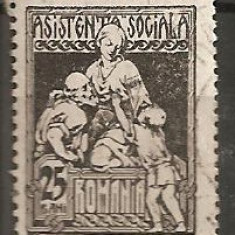 TIMBRE 101l, ROMANIA, 1921, ASISTENTA SOCIALA, 25 BANI, EROARE, L, ALB IN JURUL LUI L, EROARE, ERORI