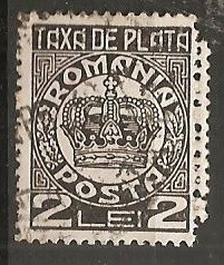 TIMBRE 101r, ROMANIA, 1932/8, TAXA DE PLATE, COROANA, 2 LEI, CURIOZITATE, DANTELURA DUBLA, EROARE, ERORI foto