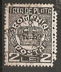 TIMBRE 101r, ROMANIA, 1932/8, TAXA DE PLATE, COROANA, 2 LEI, CURIOZITATE, DANTELURA DUBLA, EROARE, ERORI