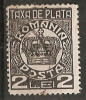 TIMBRE 101t, ROMANIA, 1932/8, TAXA DE PLATE, COROANA, 2 LEI, CURIOZITATE, FRANJURI/IESIRI LA PARTEA DE SUS A CADRULUI, EROARE, ERORI, Altele