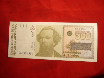 Bancnota 500 Australes Argentina , cal.NC foto