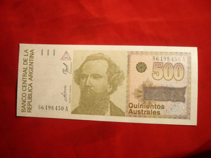 Bancnota 500 Australes Argentina , cal.NC