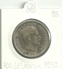 ROMANIA 100 LEI 1932 HEATON ARGINT nr1 foto