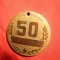 Placheta 50 Ani URSS cu loc pt.nume ,metal aurit , d= 5 cm