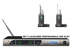 SET 2 MICROFOANE LAVALIERA PROFESIONALE UHF SHURE SLX4+RECEIVER INCLUS.SET 2 LAVALIERE. foto