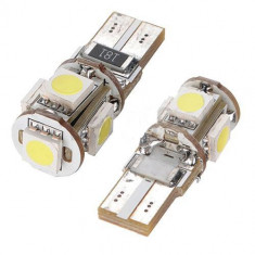 Bec auto POZITIE T10 W5W LED 5 SMD 5050 CAN BUS FARA EROARE Alb XENON 6000k foto