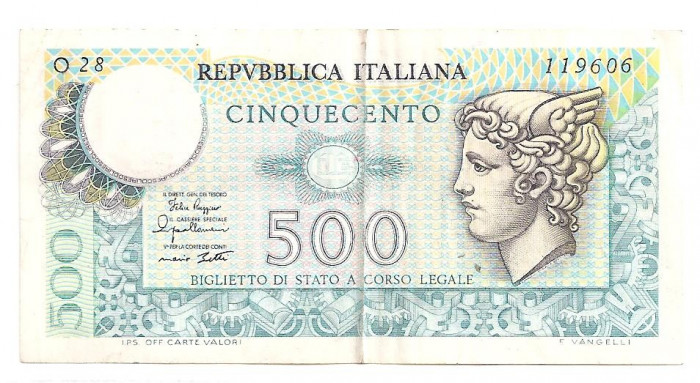 ITALIA 500 LIRE 1974-79 VF