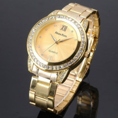 Ceas dama ALIAS KIM (AK SUA) by FOSSIL auriu gold cu pietre cristale albe lux elegant quartz, pret site125 $+cutie cadou+card garantie ideal cadou foto