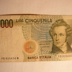 Bancnota 5000 Lire 4 ian.1985 Italia , cal.Buna