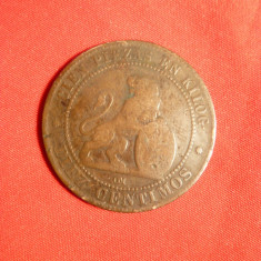 Moneda 10 Cent 1870 Spania ,bronz , cal.medie-buna