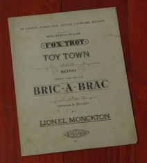 Partitura interbelica - Toy Town ( Fox Town ) - song / Lionel Monckton - 8 pag ! foto