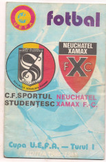 5A (00)-program de fotbal-SPORTUL STUDENTESC -F.C NEUCHATEL XAMAX-uefa 1986 foto