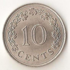 Moneda 10 cents 1972 - Malta foto