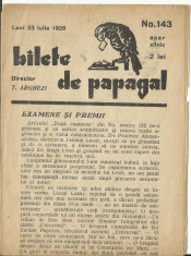 (C) BILETE DE PAPAGAL NR. 143 / 23 IULIE 1928 foto