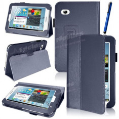 Husa tip stand ptr. Samsung Galaxy Tab 2 7&amp;quot; P3100/P3110 *DARK BLUE*+ Folie+ Pen foto