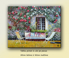 Gradina cu flori (1) - tablou ulei pe panza - 50x40cm LIVRARE GRATUITA 24-48h foto