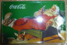 315.Reclama metalica vintage Santa 3 Coca cola foto