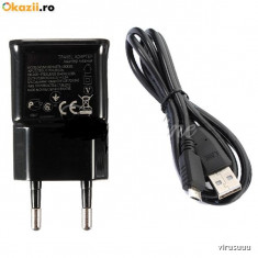 INCARCATOR ZTE Blade V CU MUFA MICROUSB CULOARE NEAGRA FORMAT DIN ADAPTOR PRIZA USB + CABLU MICROUSB 5V 1000Ma foto