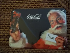 314.Reclama metalica vintage Santa 2 - Coca Cola foto