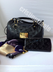 SET LOUIS VUITTON -- NEGRU -- GEANTA SI PORTOFEL - LIVRARE GRATUITA foto