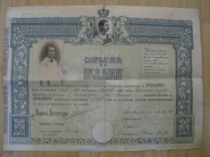 DIPLOMA DE BACALAUREAT(CAROL II) ACORDATE UNEI DOMNISOARE IN 1934 foto