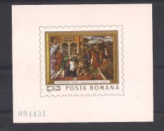 colita -ROMANIA-1969-L.P.710- Reproduceri de arta II foto