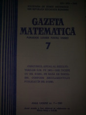 Gazeta matematica - Anul LXXXVI nr. 7 - 1981 foto
