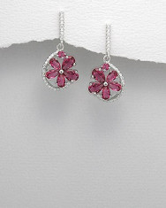 Idee cadou Valentine&amp;#039;s Day: Cercei din argint 925 cu cristale albe si rosii, placati cu rodiu foto