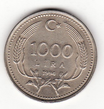 Turcia 1000 lire 1994 foto