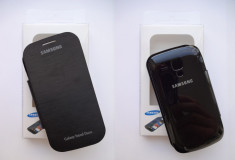 Husa Samsung Galaxy S Duos S7562 sau S Duos 2 S7582 Flip Cover Negru !!! Folie protectie display CADOU !!! foto