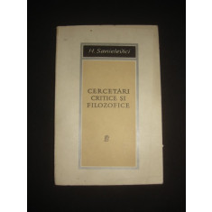 H. SANIELEVICI - CERCETARI CRITICE SI FILOZOFICE {1968}