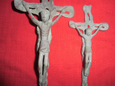 2 crucifixurii din bronz masiv foarte vechi 30x13 cm si 20x9 cm foto