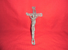 Crucifix din bronz masiv foarte vechi 20x9 cm nr 2 foto