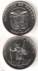 PANAMA - 1/2 BALBOA 2013 , COMM. - KM NEW - UNC / 500 ANI DESC OCEANULUI PACIFIC