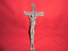 Crucifix din bronz masiv foarte vechi 30x13 cm nr 1 foto