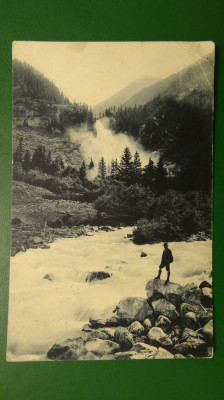 Vedere Krimmler Wasserfall nr 3415 circulata 1918, timbre Austria foto