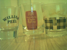 3 PAHARE WHISKY WILLIAM PEEL,BALLANTINES CLYDE SPRAY PENTRU COLECTIE foto