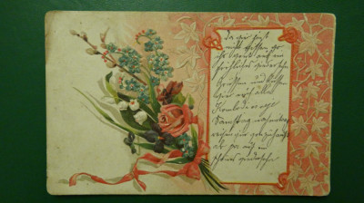 Felicitare - Carte postala in relief - circulata 1906 Berzovia foto