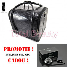 Geanta cosmetica Fraulein38 Germania Negru lacuit/Black + CADOU Eyeliner gel MAC genti cosmetice beauty case geanta manichiuriste geanta farduri foto