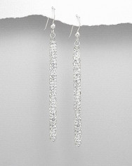 Idee cadou Valentine&amp;#039;s Day: Cercei lungi din argint 925 in forma de bara cu cristale de culoare alba. foto