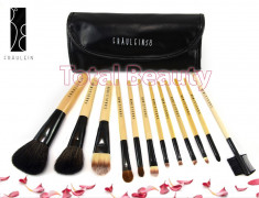 Trusa pensule machiaj profesionale 12 pensule Black Premium Fraulein Germania set pensule machiaj fard farduri pudra blush concealer fond de ten foto