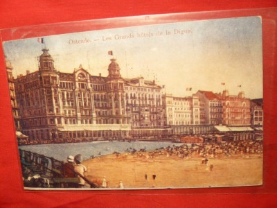 Ilustrata color Ostende circ. ,stamp. Exp.Internat.Agricultura Bruxelles 1927 foto