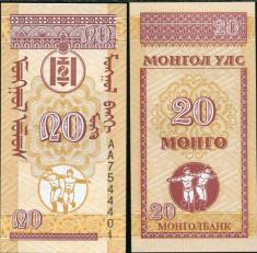 MONGOLIA- 20 MONGO 1993- UNC!! foto