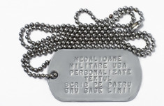 Dog Tag original simplu U.S.Army scris cu textul dorit PLATA RAMBURS, inox foto