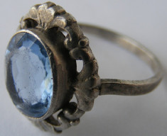 Inel vechi din argint cu piatra bleu - de colectie (3) foto