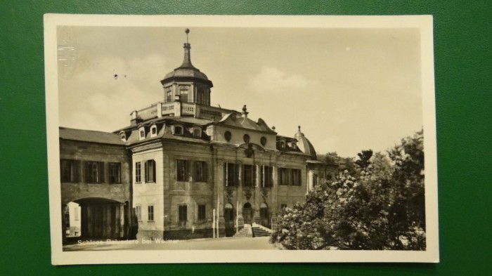 Castelul Belvedere Weimar-stampila interesanta stanga sus H cu aripi-necirculata