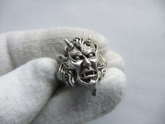 Fabulos inel argint cu cap de drac demon.Goth Punck Rock. foto